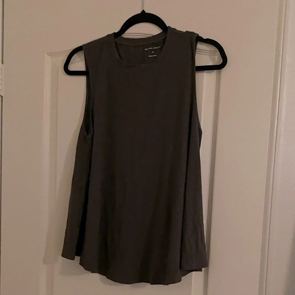Universal Standard Heatwave Divine Jersey Flare Tank Top in Olive Green - Picture 1 of 3